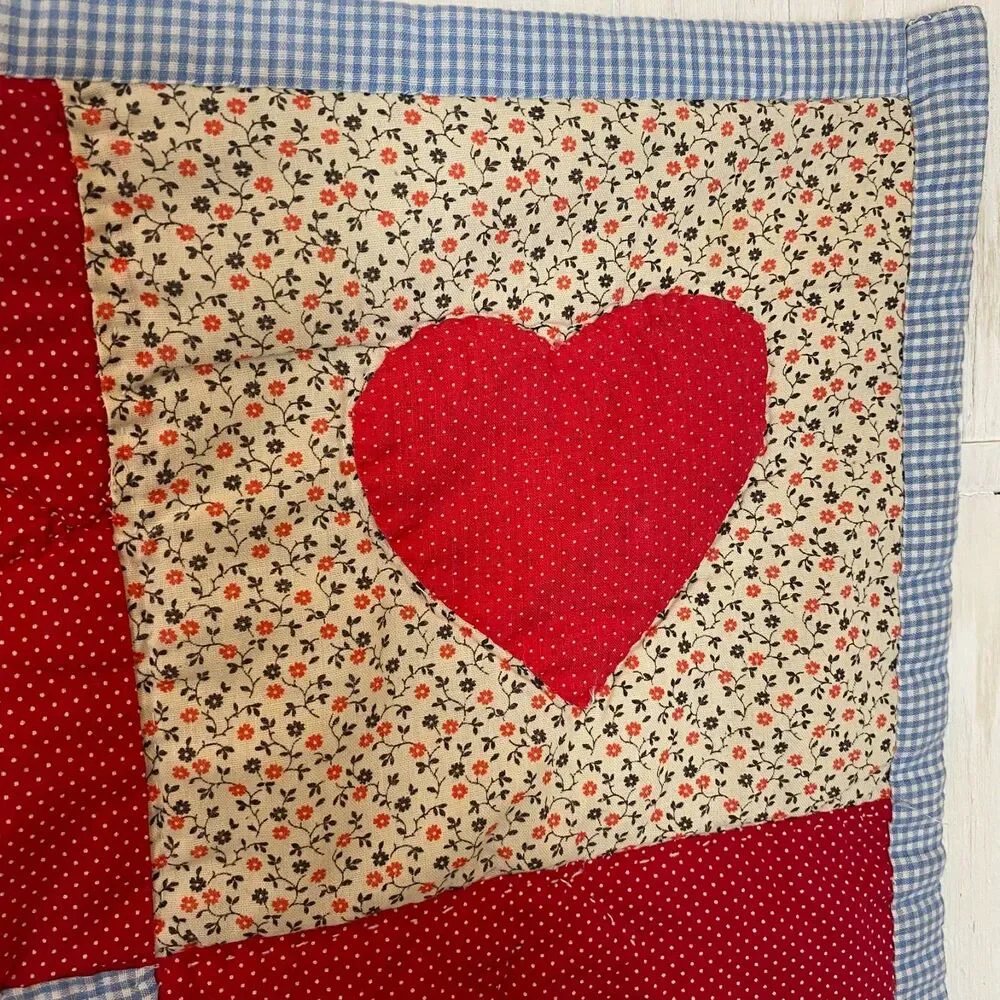 Handmade Pieced Appliqued Lightweight Quilt Boy Fishing Hearts 43